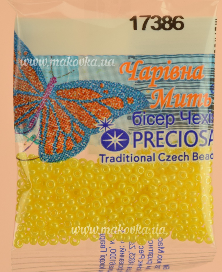 Бисер 5 гр Preciosa 17386 непрозрачній блестящий светло-желтый
