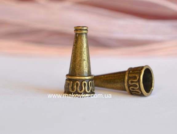 Колпачок бижутерный №25 Египет 22х10 мм, античная бронза, 1 шт