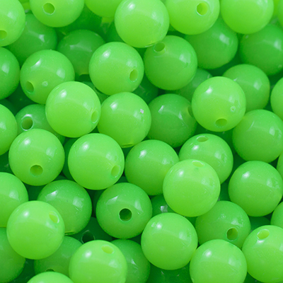 Бусины акриловые Неоновые Зеленые флуорисцентные , шар 10 мм, 50 г 