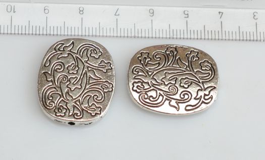 Металлическая бусина №27, Овал 26х22 мм, античное серебро, 1 шт