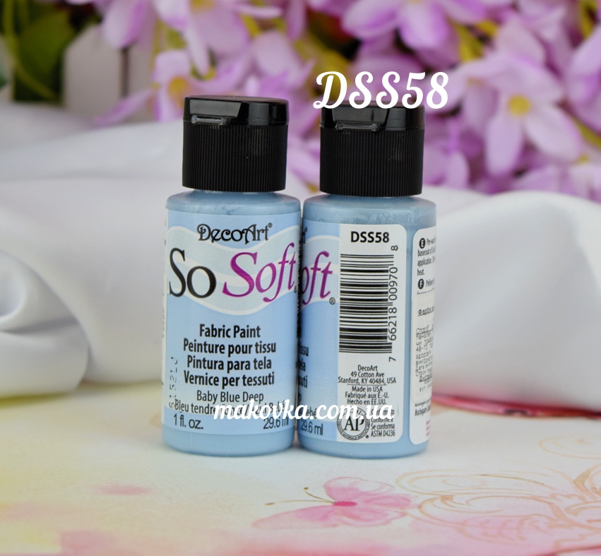 Краска акриловая для ткани, Голубая SoSoft, 29мл, DecoArt DSS58
