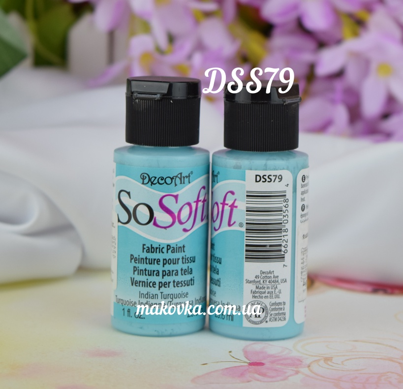 Краска акриловая для ткани, Бирюзовый SoSoft, 29мл, DecoArt DSS85