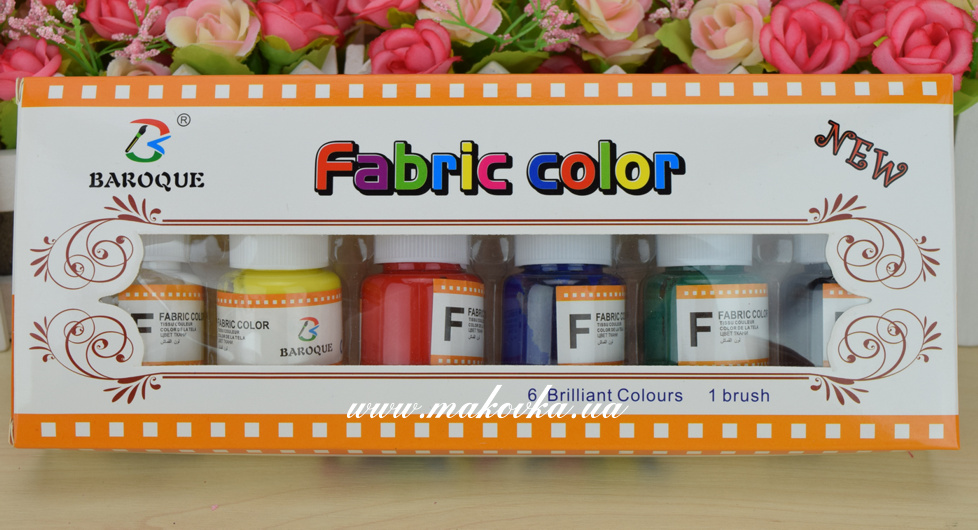 Краски для ткани Fabric color BAROQUE, набор 6 шт по 25 мл