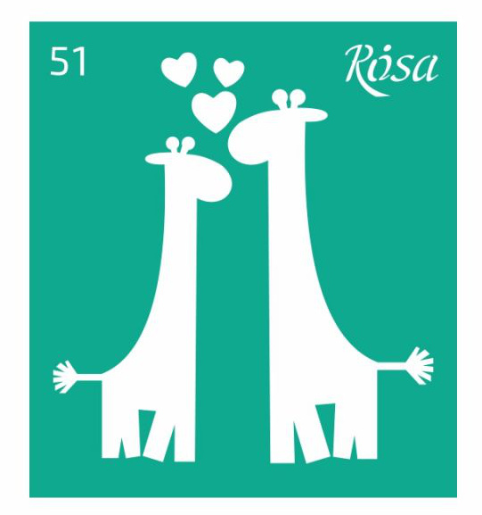 Трафарет самоклеющийся №51, серия Love, две жирафы, 9х10 см