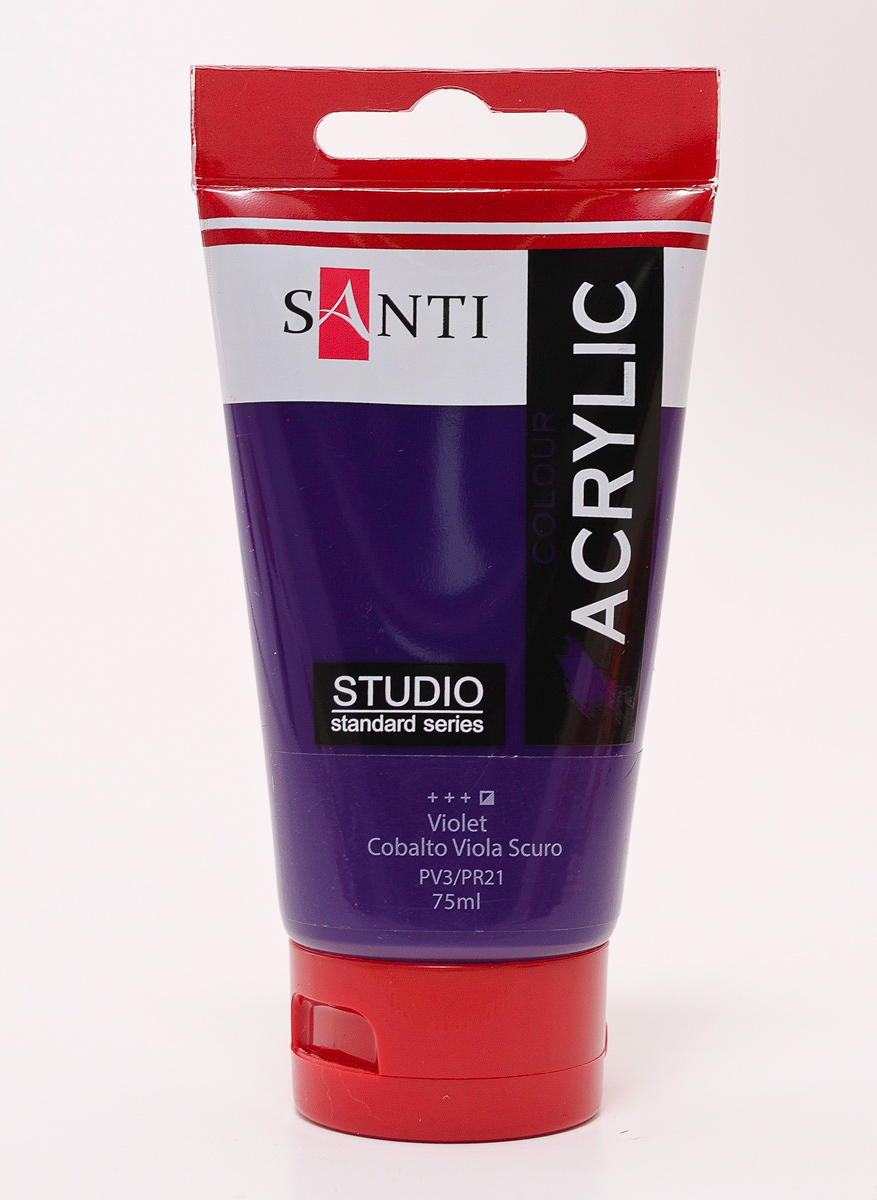 Акриловая хужожественная краска Santi Studio, 75 мл, Кобальт фиолетовый темный