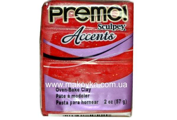 Пластика Premo Accents Sculpey PE02 5051, Красная с блеском, 57г 