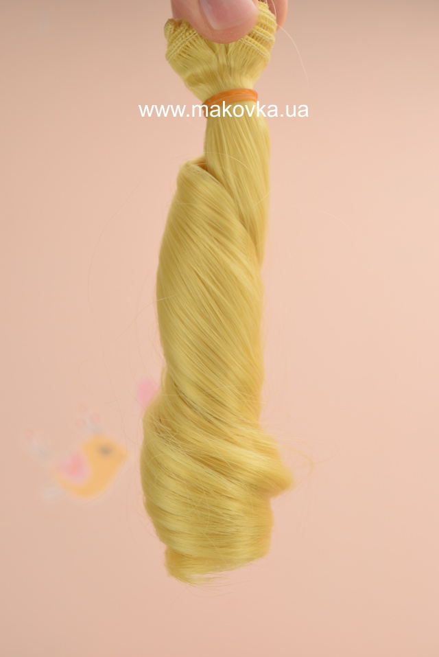 Волосы для куклы ЛОКОНЫ ВИТЫЕ соломенные, длина 15 см №9
