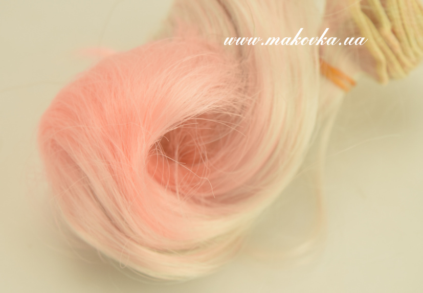 Кукольные волосы ОМБРЕ ВИТЫЕ ЛОКОНЫ бело-розовый, длина 15 см / около 1 м, 570744, 1/03