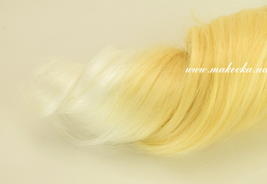 Кукольные волосы ОМБРЕ ВИТЫЕ ЛОКОНЫ соломенно-белые, длина 15 см / около 1 м, 570744 , №1/31