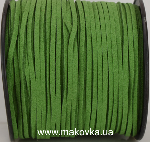 Замшевый шнур 3х1,5 мм, зеленый, 1 м