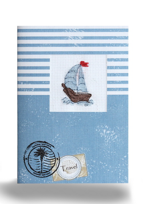 Набор для создания открытки (S) F-7 вышивка Кораблик (морская), Лука-С