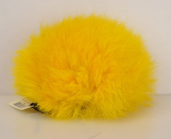 Помпон из меха кролика, окрашенный желтый, 1 шт