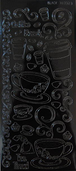  Контурные стикеры черные Время пить кофе, 10х23 см, 217013, JEJE