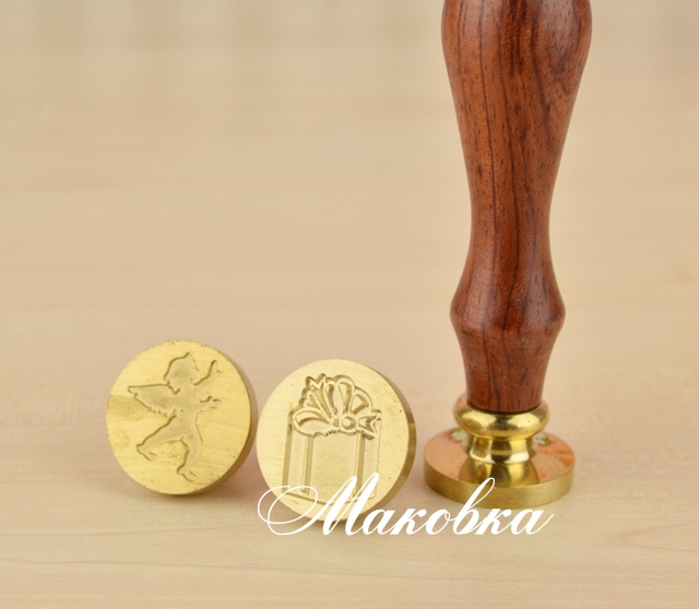 Набор печатей Бантик, подарок и ангел, 5-11308, деревянная ручка