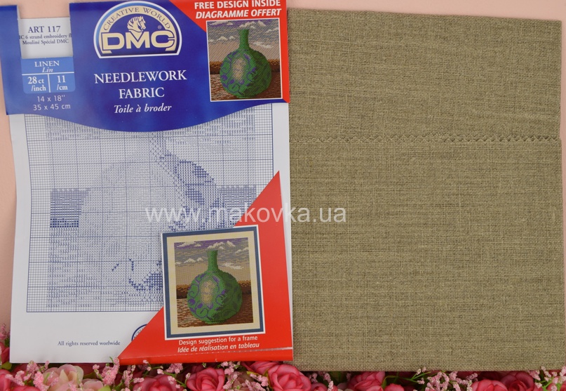 Льняное полотно для вышивания, Лен, 35х45 см, DMC DC47-3782  цвет 3782