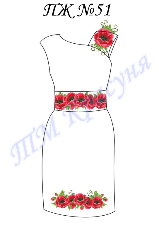 Платье без рукавов под вышивку  №51 Маки-2 домотканая ткань с рисунком