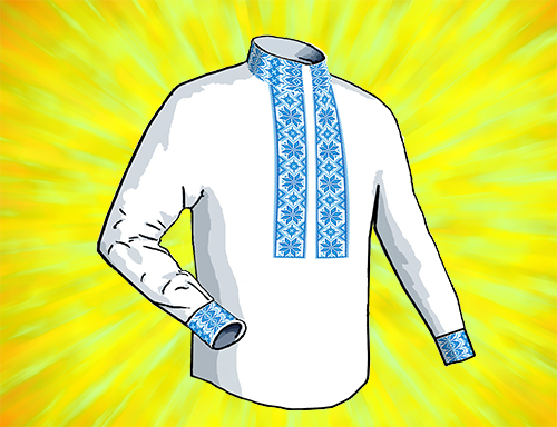 Флизелин водорастворимый КБФ-07 сорочка мужская Синий Орнамент, Каролинка