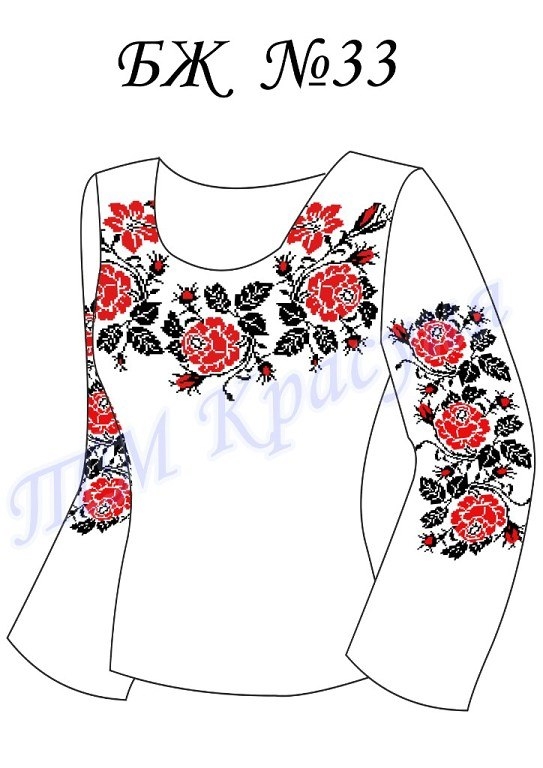 Заготовка Блуза женская №33 Розы, ТМ Красуня, домотканая ткань