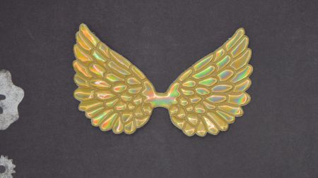 Декоративний елемент Крила голографічні Золоті, крила янгола, 8*4 см, 1 штука