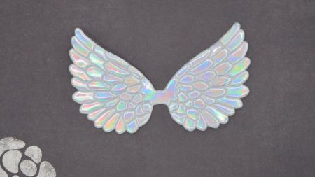 Декоративний елемент Крила голографічні Срібні, крила янгола, 8*4 см, 1 штука