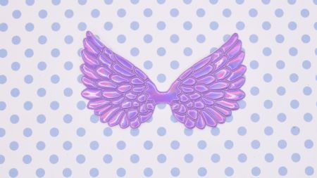 Декоративний елемент Крила голографічні Аметістові, крила янгола, 8*4 см, 1 штука