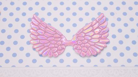 Декоративний елемент Крила голографічні Рожеві , крила янгола, 8*4 см, 1 штука