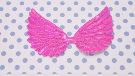 Декоративний елемент Крила голографічні Яскраво Рожеві , крила янгола, 8*4 см, 1 штука