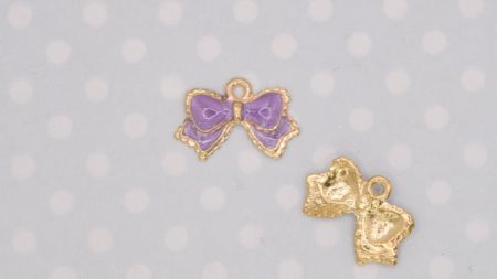 Кольорова підвіска, шарм Бант Бузковий , з емалевим покриттям, 1 шт