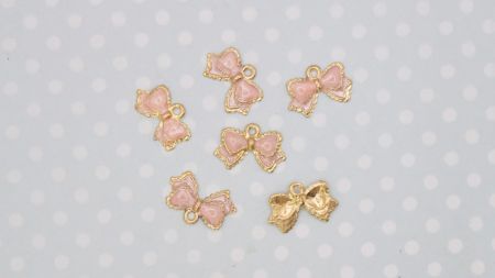 Кольорова підвіска, шарм Бант Рожевий , з емалевим покриттям, 1 шт