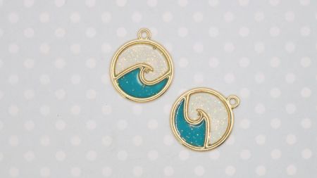 Кольорова підвіска, шарм Чарівна хвиля, золота з блиском, 1 шт