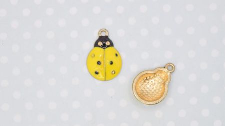 Кольорова підвіска, шарм жук Сонечко жовте , з емалевим покриттям, 1 шт
