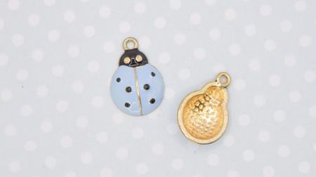 Кольорова підвіска, шарм жук Сонечко блакитне, з емалевим покриттям, 1 шт