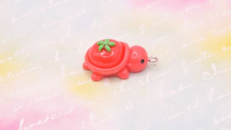 Підвіска , кулон Черепашка  Червона з помідоркою 28мм, для обвісів у стилі Kidcore та Y2K, полімерна смола 