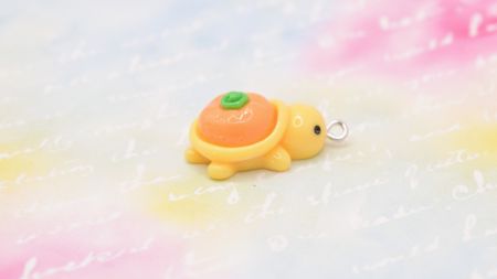 Підвіска , кулон Черепашка Жовта з апельсином 28мм, для обвісів у стилі Kidcore та Y2K, полімерна смола 