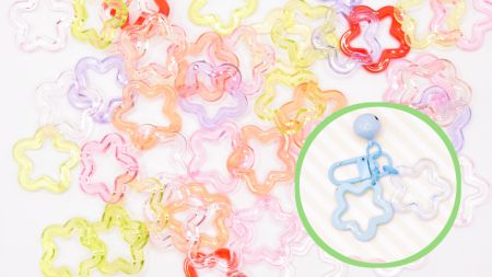 Зірка акрилова прозора контурна підвіска, 30 мм , кольоровий мікс, 1 шт випадковий колір