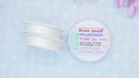 Тонкі нитки для бісеру Tytan 250, №500 БІЛІ, 100м Spark beads