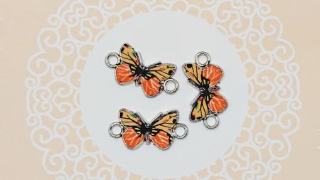 Конектор металевий Метелик , емаль, жовто-помаранчевий 1 шт