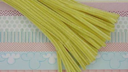 Пухнастий синій дріт з ворсом, колір Жовтий Лимонний , 30 см, 1 шт