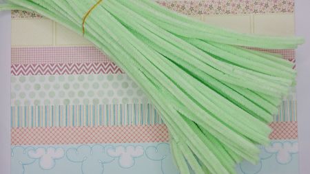 Синельний дріт з ворсом блідий САЛАТОВИЙ 30 см, 1 шт