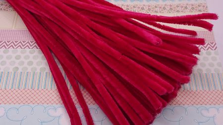 Пухнастий синій дріт з ворсом, колір Темно- МАЛИНОВИЙ  , 30 см, 1 шт