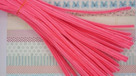 Синельний дріт з ворсом колір НЕОН РОЖЕВИЙ, 30 см, 1 шт