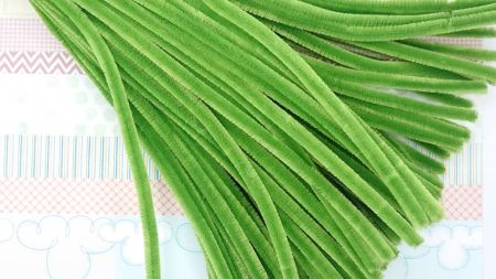 Синельний дріт з ворсом колір Зелений весняна трава, 30 см, 1 шт