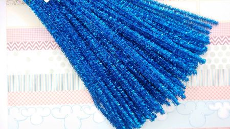 Синельний Дріт з ворсом колір Синій бірюзовий люрекс 30 см, 1 шт