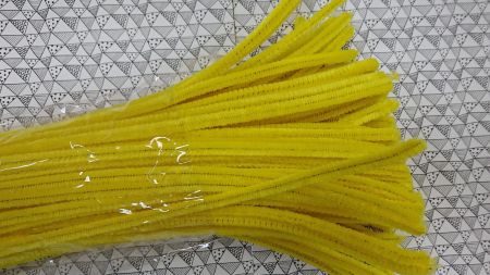 Пухнастий синій дріт з ворсом Жовтий насичений  30 см, 1 шт