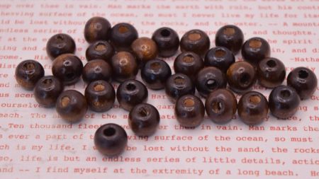 Намистини дерев'яні 9*10мм, круглі, 50 шт колір Темно-Коричневий №103, упаковка 10г