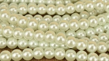 Намистини Перли склокерамічні, діаметр 8 мм, №01, white, білий низька