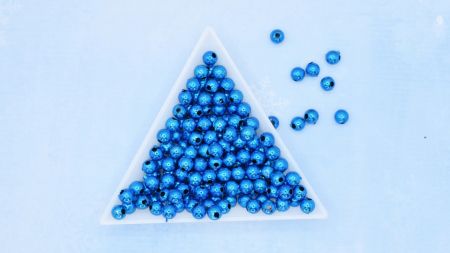 Намистини пластикові гальванізовані форма КУЛЯ діаметр 5 мм, синій колір, 10г