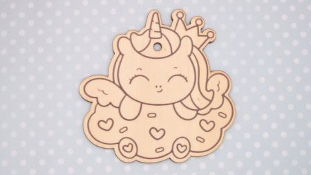 Основа для декорування фігурка плоска Одноріг (голова) та тучка, фанера, 8*8  см,  