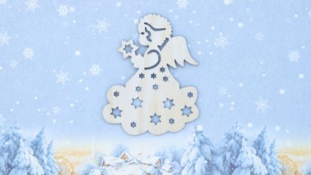 Основа для декорування фігурка плоска Янголятко на хмарці у зірках, фанера, 8*6,5  см,  