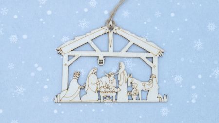 Різдвяна основа для декорування фігурка плоска Вертеп малий, 3033 фанера,  7*10см, 